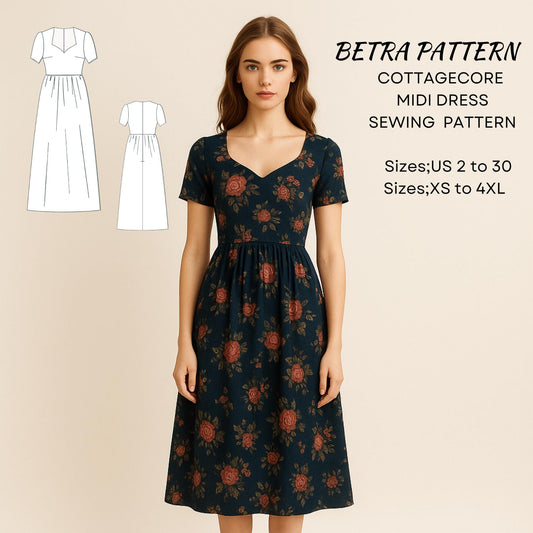 BETRAPATTERN Renaissance Maxi Dress Sewing Pattern Sizes 2-30 PDF