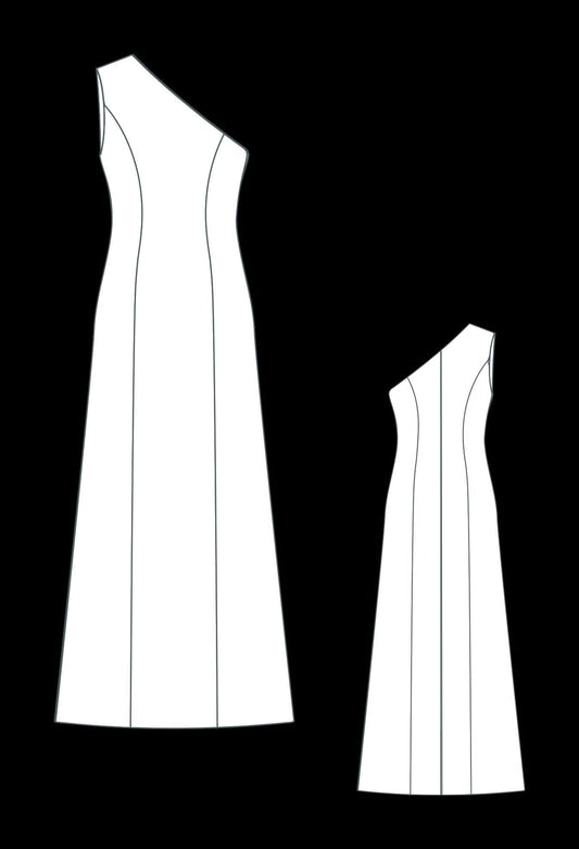 BETRAPATTERN One Shoulder Prom Dress Sewing Pattern A-Line