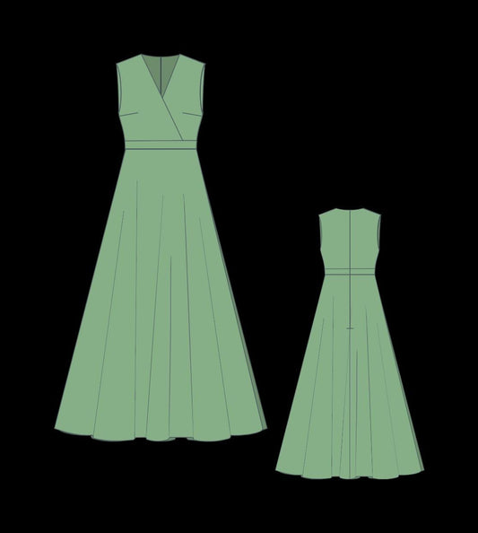 BETRAPATTERN Satin Surplice Maxi Prom Dress Digital Sewing Pattern