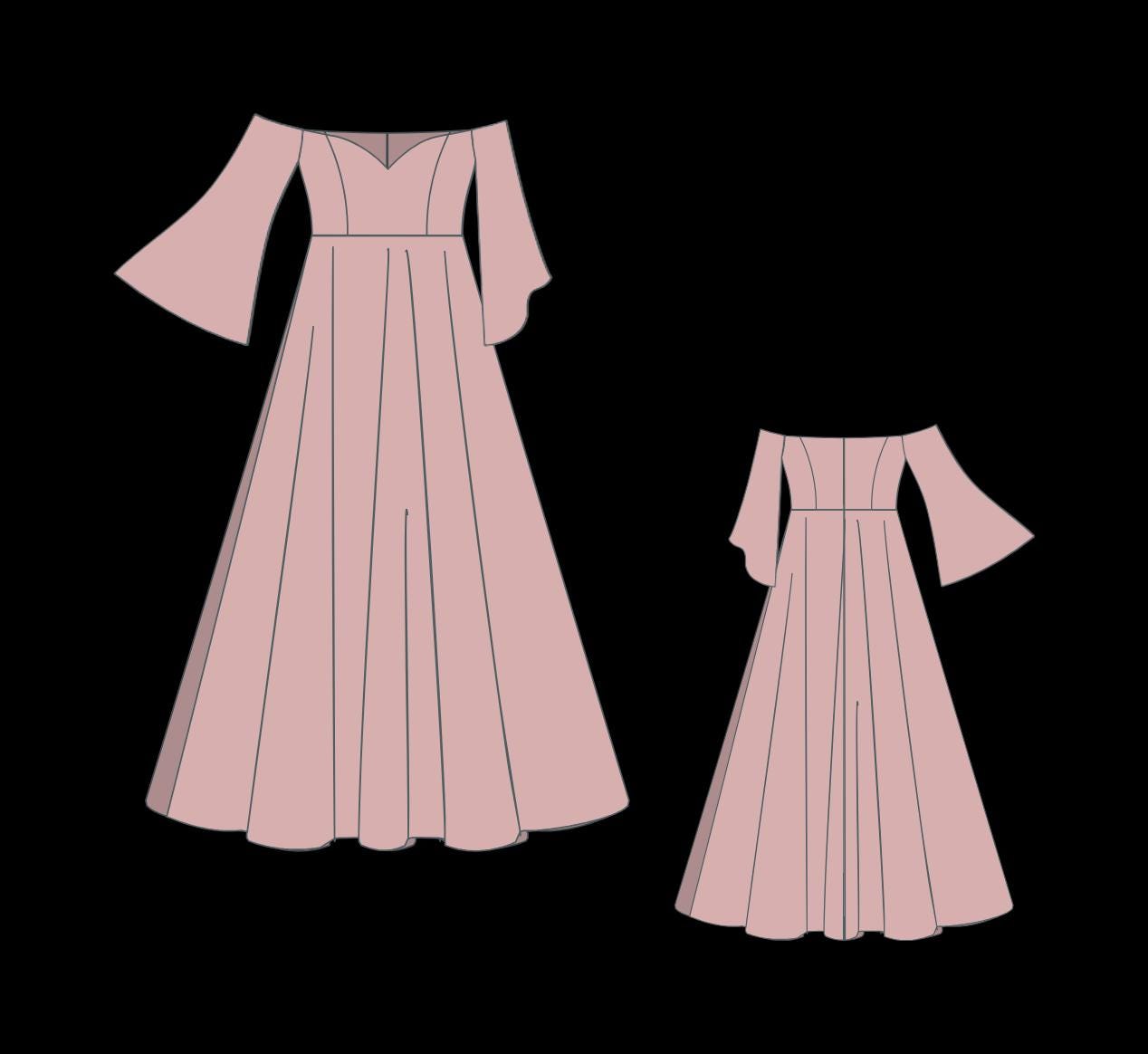 BETRAPATTERN Renaissance Dress Sewing Pattern Off-Shoulder Ball Gown PDF
