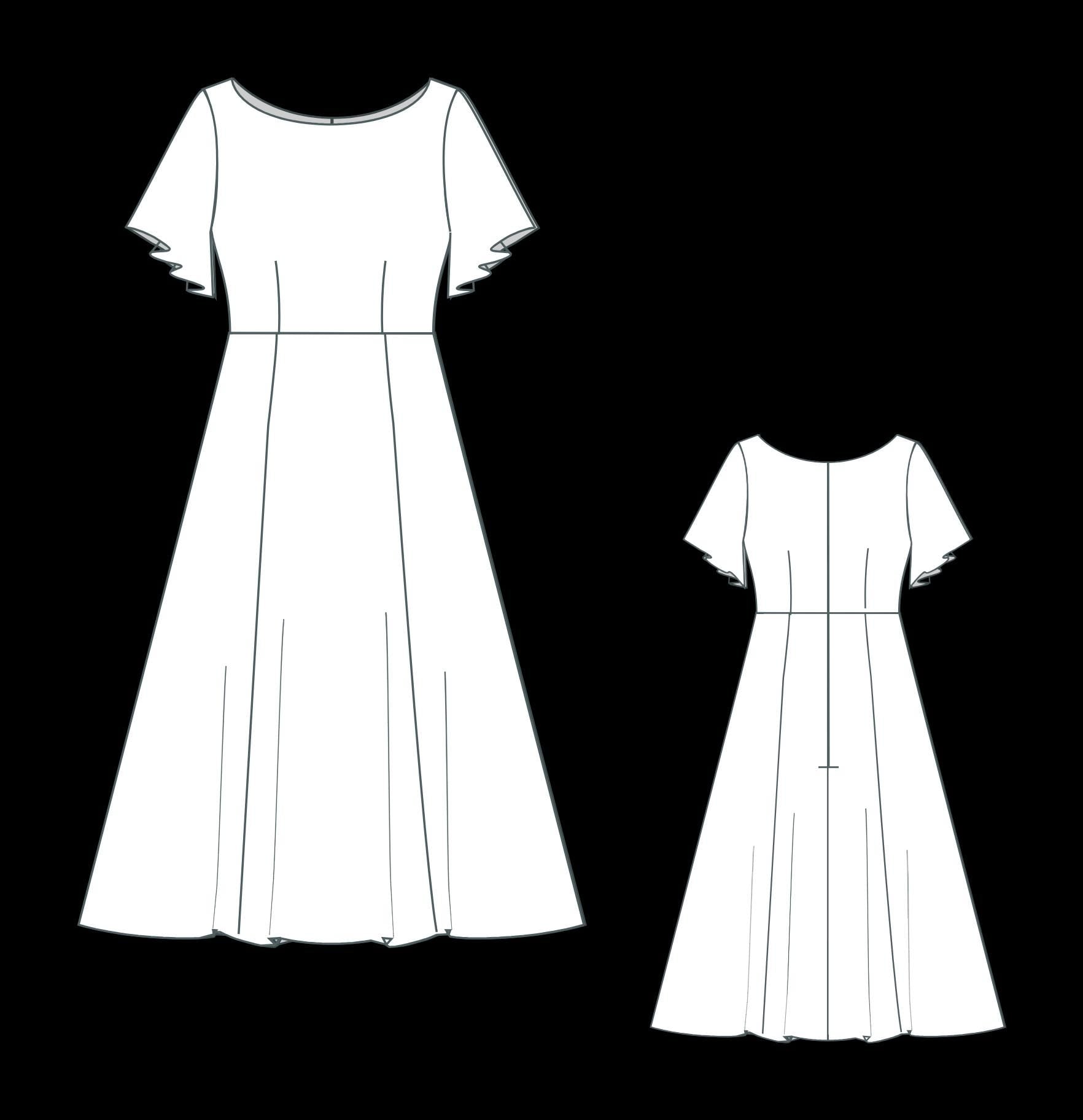 BETRAPATTERN Silk Midi Dress Sewing Pattern, Satin Evening Gown