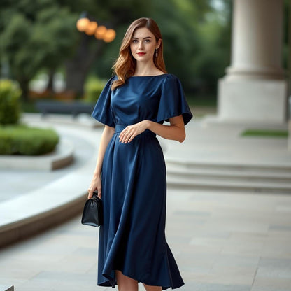 BETRAPATTERN Silk Midi Dress Sewing Pattern, Satin Evening Gown