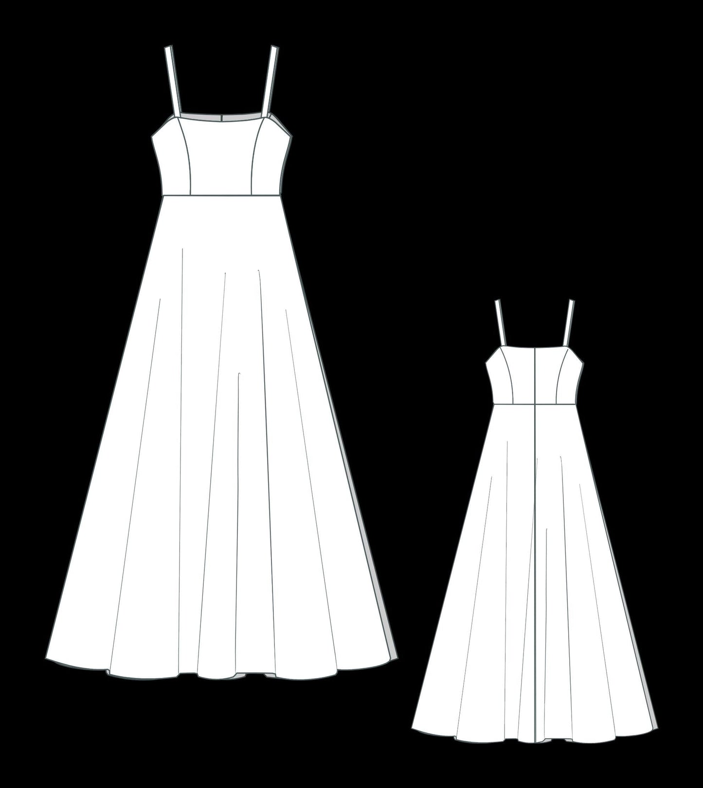 BetraPattern Satin Wedding Maxi Dress Bridal Gown Sewing Pattern
