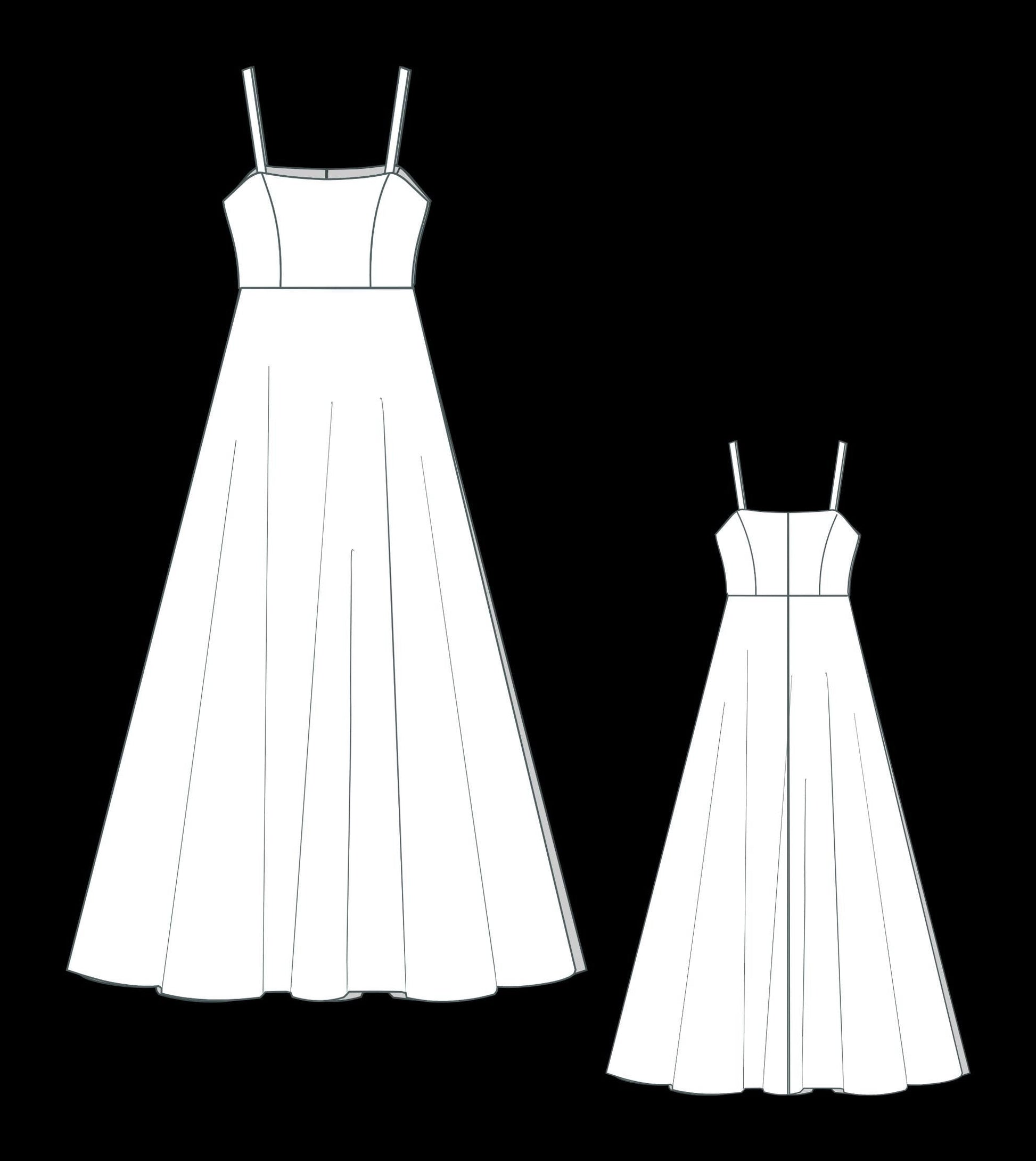 BetraPattern Satin Wedding Maxi Dress Bridal Gown Sewing Pattern