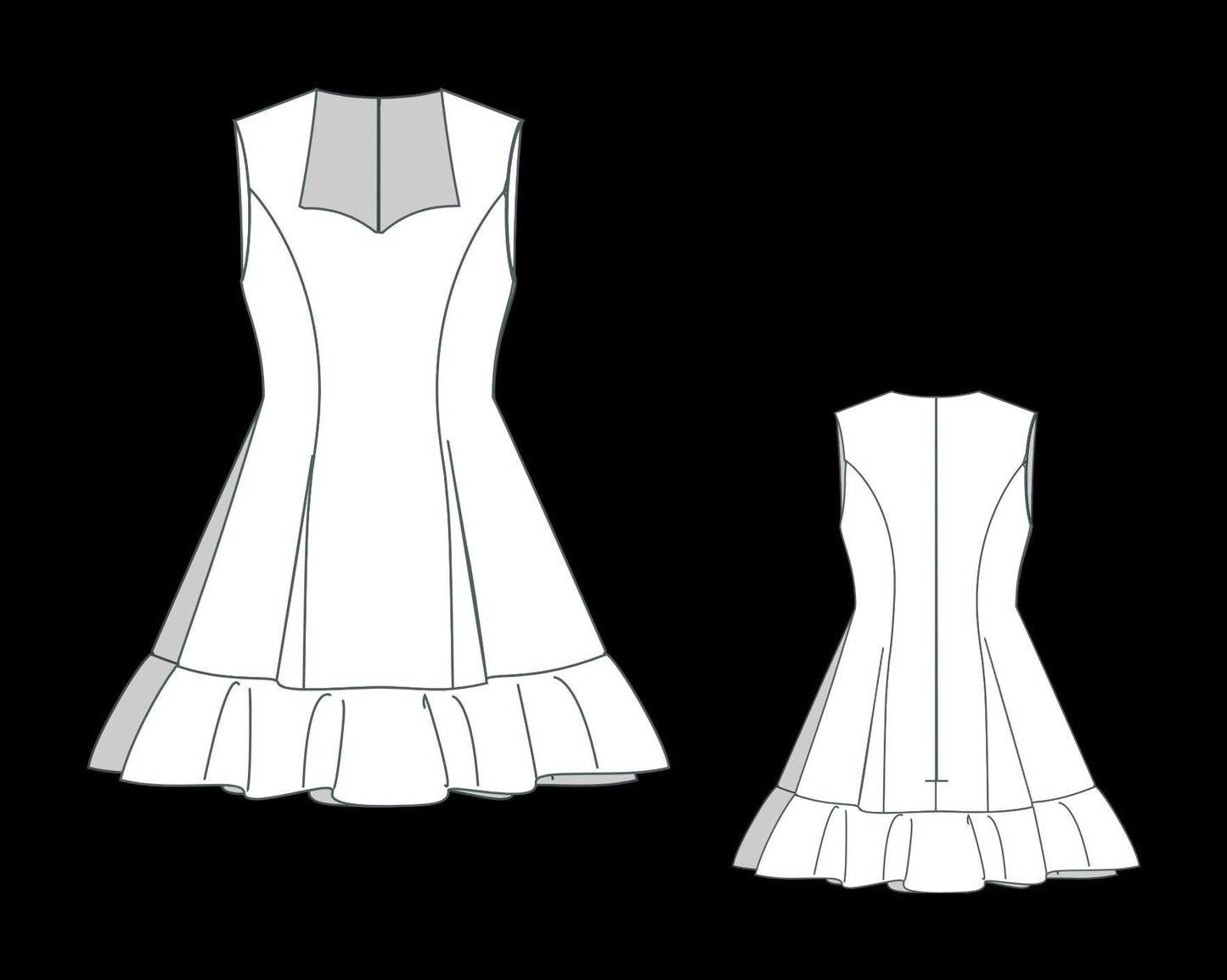 BETRAPATTERN Sweetheart Neck Mini Dress Digital Sewing Pattern