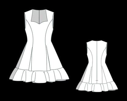 BETRAPATTERN Sweetheart Neck Mini Dress Digital Sewing Pattern