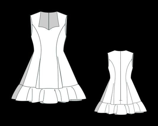 BETRAPATTERN Sweetheart Neck Mini Dress Digital Sewing Pattern