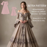BETRAPATTERN Renaissance Dress Sewing Pattern Off-Shoulder Ball Gown PDF