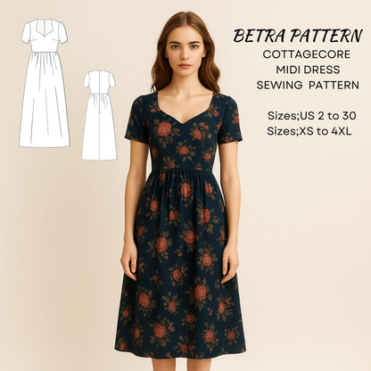 BETRAPATTERN Renaissance Maxi Dress Sewing Pattern Sizes 2-30 PDF