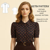 BETRAPATTERN Vintage Puff Sleeve Blouse Sewing Pattern PDF Bundle