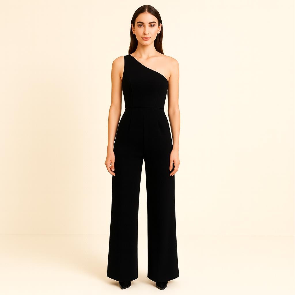 BETRAPATTERN One Shoulder Jumpsuit Sewing Pattern Palazzo Leg Digital Download