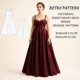 BETRAPATTERN Victorian Sweetheart Neck Dress Sewing Pattern PDF Download
