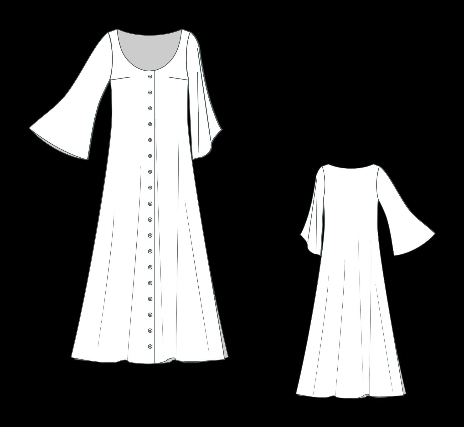 BETRAPATTERN Medieval Costume Sewing Pattern Gathered Tent Dress XS-4XL