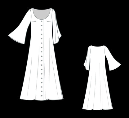 BETRAPATTERN Medieval Costume Sewing Pattern Gathered Tent Dress XS-4XL