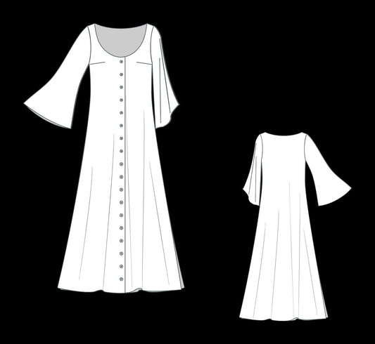 BETRAPATTERN Medieval Costume Sewing Pattern Gathered Tent Dress XS-4XL