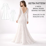 BETRAPATTERN V-Neck Bridal Gown Sewing Pattern Wedding Maxi Dress