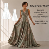BETRAPATTERN Ruched Surplice Neck Maxi Dress Sewing Pattern Digital Download