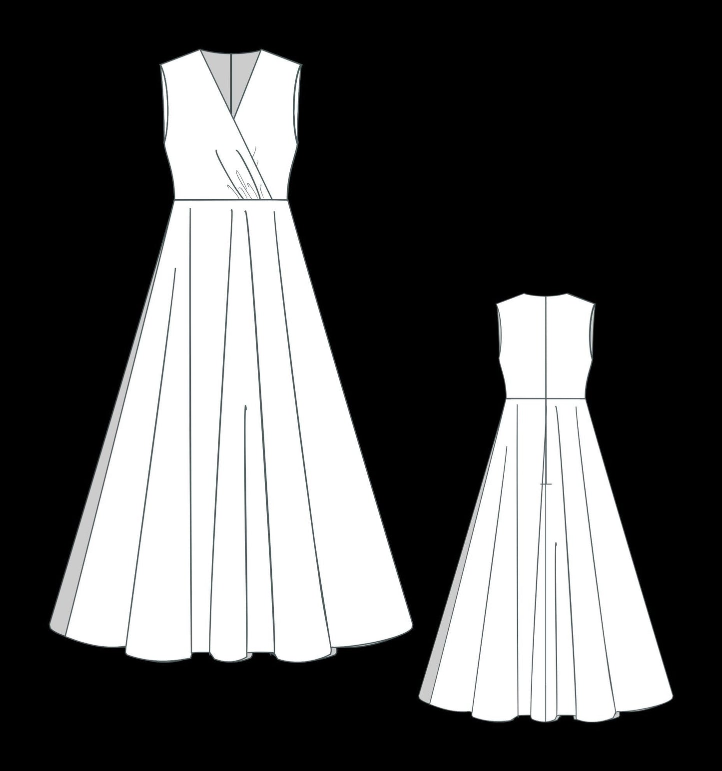 BETRAPATTERN Ruched Surplice Neck Maxi Dress Sewing Pattern Digital Download