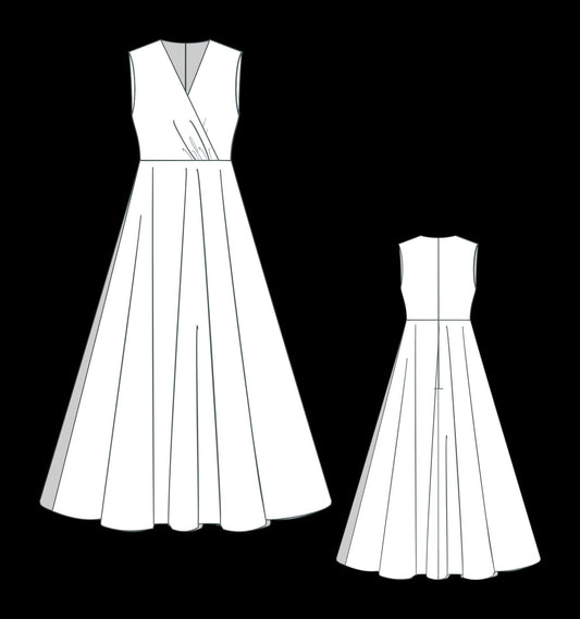 BETRAPATTERN Ruched Surplice Neck Maxi Dress Sewing Pattern Digital Download