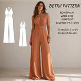 BETRAPATTERN Bohemian Wide Leg Jumpsuit Sewing Pattern Halter Neck XS-4XL